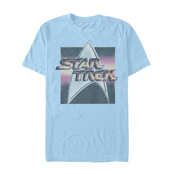 Men's Star Trek Vintage Logo Box Graphic Tee Light Blue Large