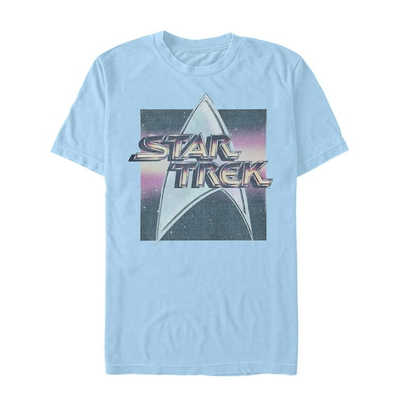 Men's Star Trek Vintage Logo Box  Graphic Tee Light Blue Medium