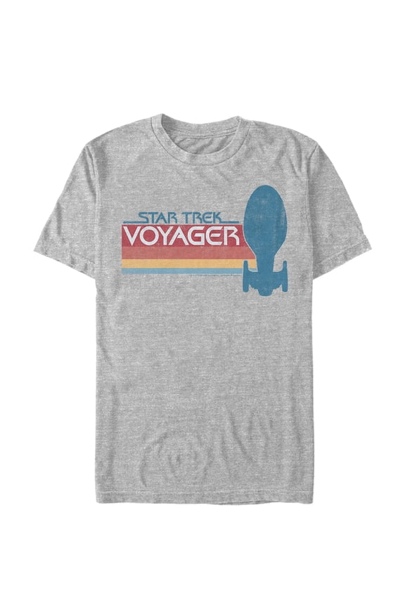 Men's Star Trek: Voyager Retro Rainbow Logo  Graphic Tee Athletic Heather X Large