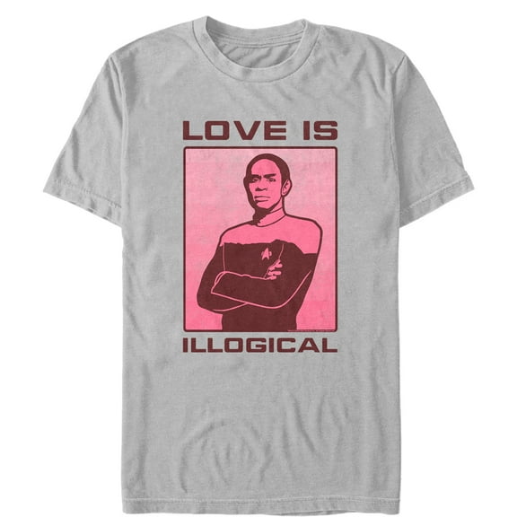 Men's Star Trek: Voyager Valentine's Tuvok Love is Illogical Graphic Tee Silver Medium