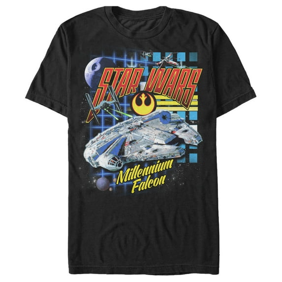 Men's Star Wars 90s Grid Millennium Falcon Graphic Tee Black 5X Large