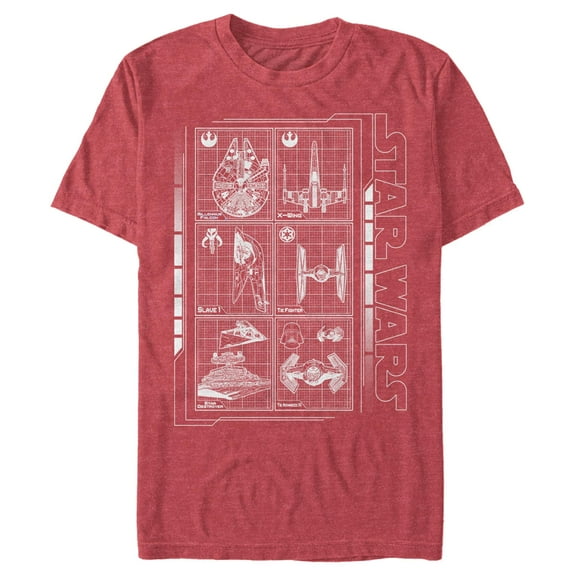 Men's Star Wars: A New Hope Battle Ships Blueprints  Graphic T-Shirt