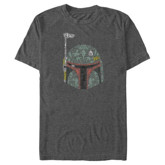 Men's Star Wars: A New Hope Boba Fett Silhouette Helmet Fill  Graphic T-Shirt