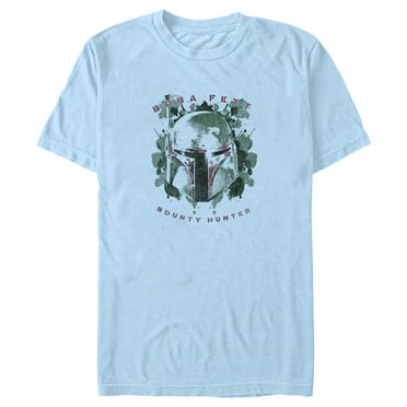 Men's Star Wars: A New Hope Boba Fett Watercolor Portrait  Graphic Tee Light Blue Large