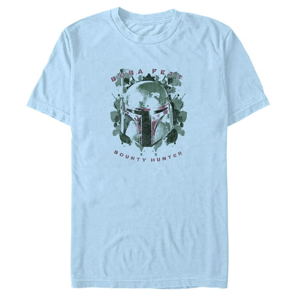Men's Star Wars: A New Hope Boba Fett Watercolor Portrait  Graphic Tee Light Blue Small