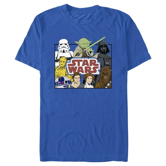 Men's Star Wars: A New Hope Cartoon Cast Logo  Graphic Tee Royal Blue Small
