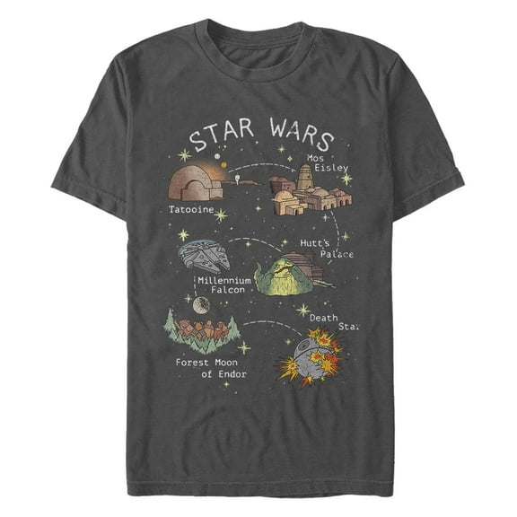 Men's Star Wars: A New Hope Map Points of Interest  Graphic T-Shirt