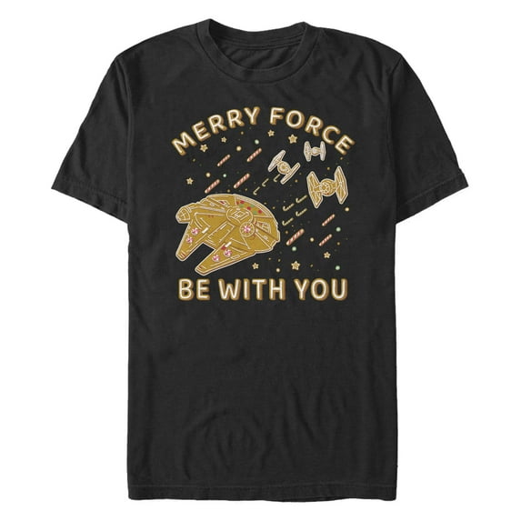 Men's Star Wars: A New Hope Merry Force Gingerbread Millennium Falcon Graphic T-Shirt