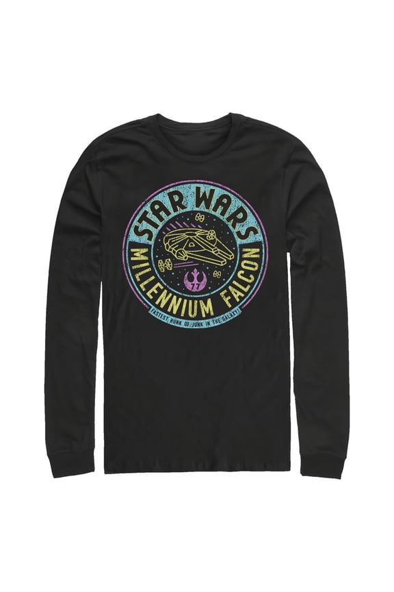 Men's Star Wars: A New Hope Millennium Falcon Distressed Badge Long Sleeve Shirt
