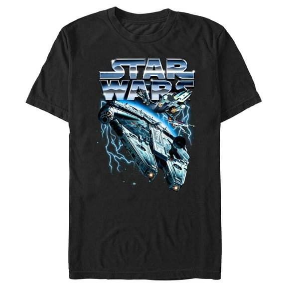 Men's Star Wars: A New Hope Millennium Falcon Silver Logo  Graphic T-Shirt