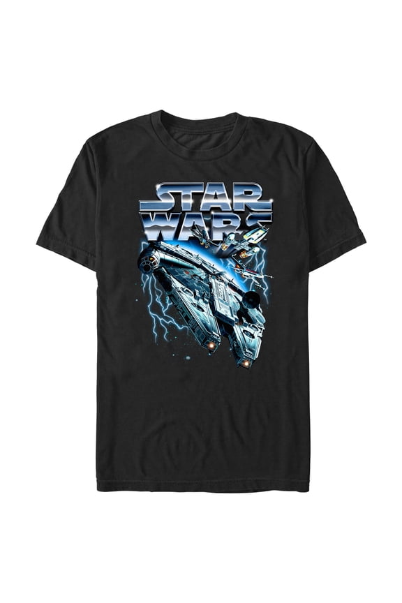 Men's Star Wars: A New Hope Millennium Falcon Silver Logo Graphic T-Shirt
