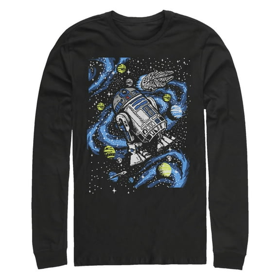 Men's Star Wars: A New Hope R2-D2 Floating in Space Long Sleeve Shirt