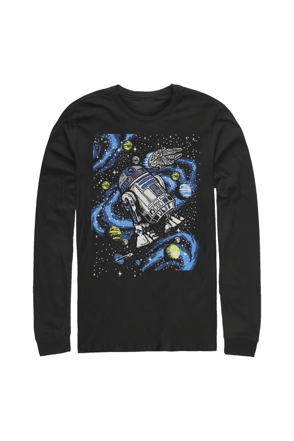 Men's Star Wars: A New Hope R2-D2 Floating in Space Long Sleeve Shirt