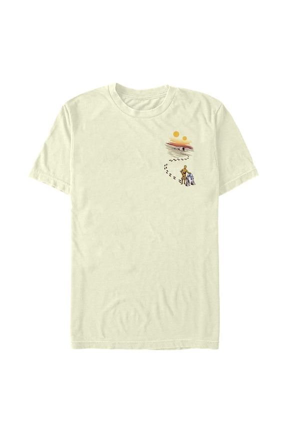 Men's Star Wars: A New Hope R2-D2 and C-3PO Desert Footprints Graphic T-Shirt