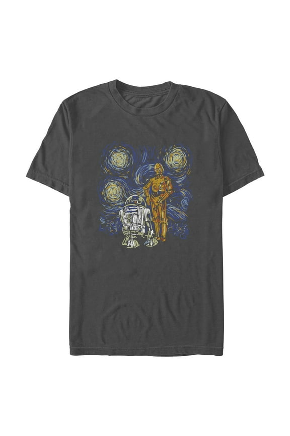 Men's Star Wars: A New Hope R2-D2 and C-3PO Starry Night  Graphic T-Shirt
