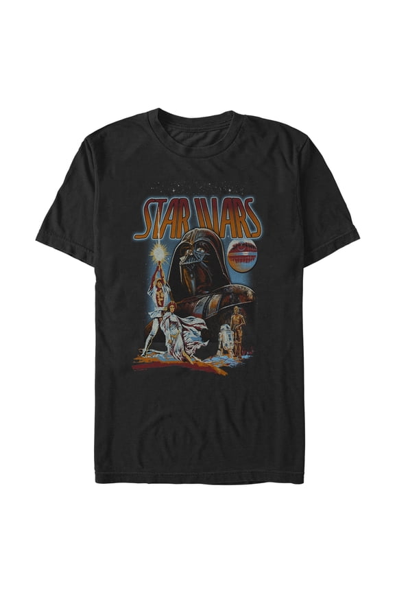 Men's Star Wars: A New Hope Retro Comic Crew Graphic Tee Black Small