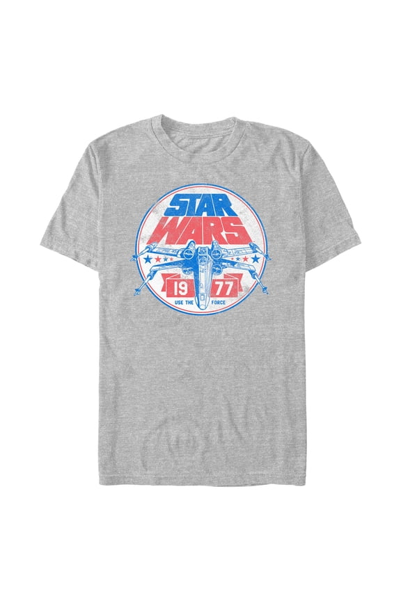 Men's Star Wars: A New Hope X-Wing Fighter 1977 Use the Force Distressed  Graphic T-Shirt