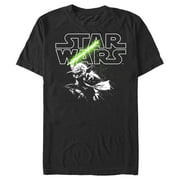Mens Star Wars A New Hope Yoda Light Saber Logo Graphic T-Shirt