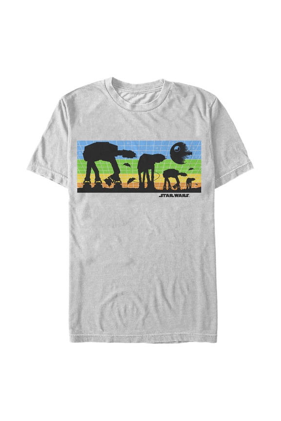Men's Star Wars AT-AT Death Star Rainbow Silhouette Graphic Tee Athletic Heather 2X Large
