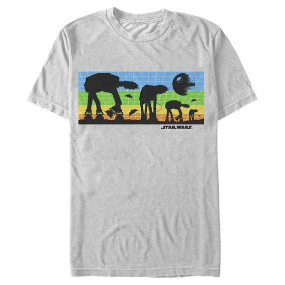 Men's Star Wars AT-AT Death Star Rainbow Silhouette Graphic Tee Athletic Heather 3X Large