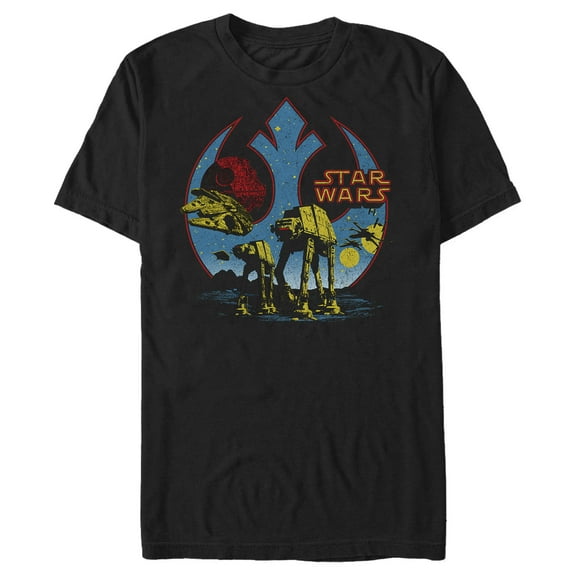 Men's Star Wars AT-AT Falcon Death Star Rebel Logo Graphic Tee Black 3X Large