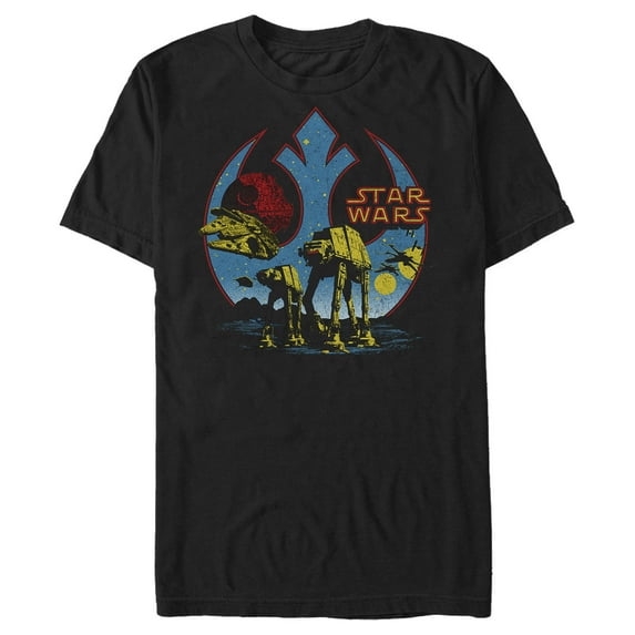 Men's Star Wars AT-AT Falcon Death Star Rebel Logo Graphic Tee Black Large