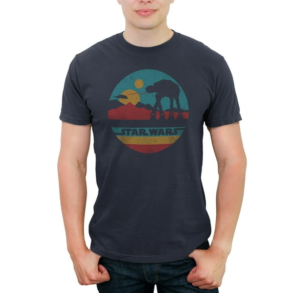 Men's Star Wars AT-AT Retro Circle Graphic Tee Navy Blue Medium