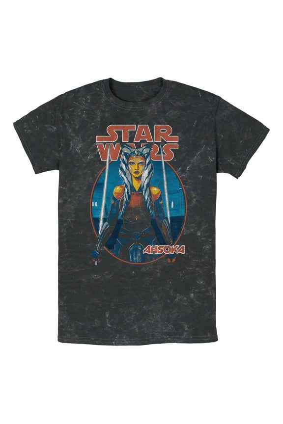Men's Star Wars Ahsoka Circle Frame Graphic Tee Black X Large