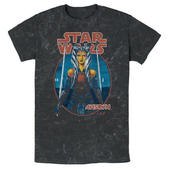 Men's Star Wars Ahsoka Circle Frame  Graphic Tee Black X Large