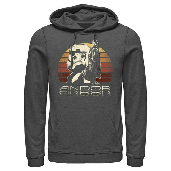 Men's Star Wars: Andor Cassian Rebel And Trooper  Pull Over Hoodie Charcoal Heather Large