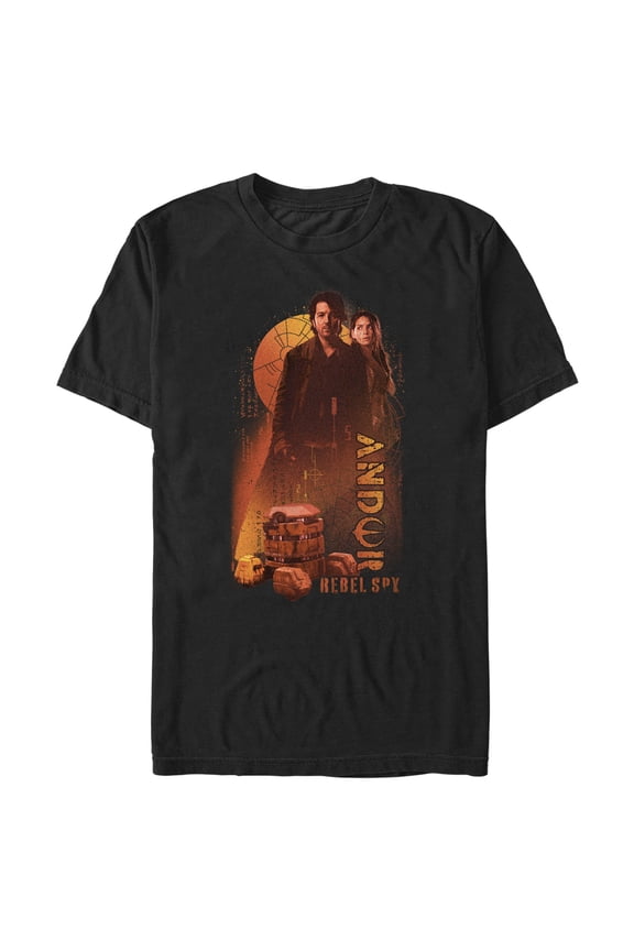 Men's Star Wars: Andor Rebellion Hero Cassian and B2EMO Graphic Tee Black X Large