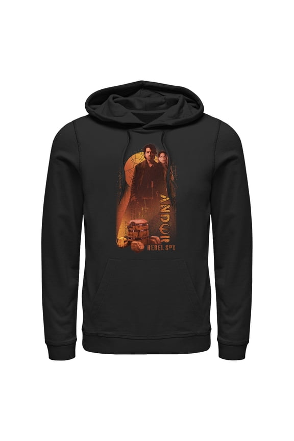 Men's Star Wars: Andor Rebellion Hero Cassian and B2EMO Pull Over Hoodie Black 2X Large