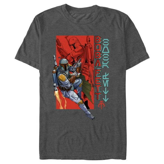 Men's Star Wars Animated Boba Fett Graphic Tee Charcoal Heather 2X Large