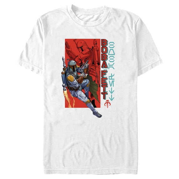 Men's Star Wars Animated Boba Fett Graphic Tee White 2X Large