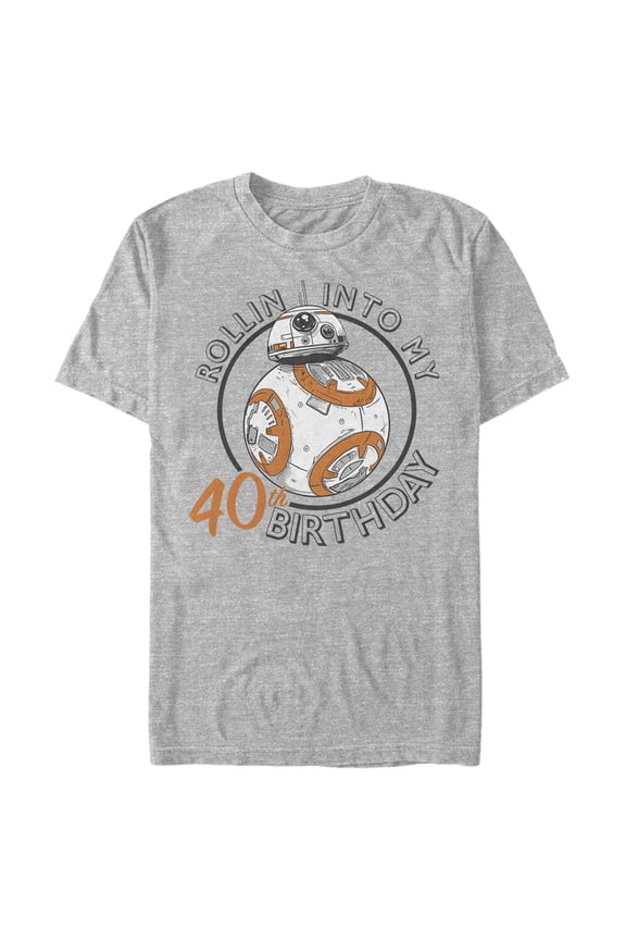 Men's Star Wars BB-8 Rollin Into My 40th Birthday Tee Color: Athletic Heather Size: L