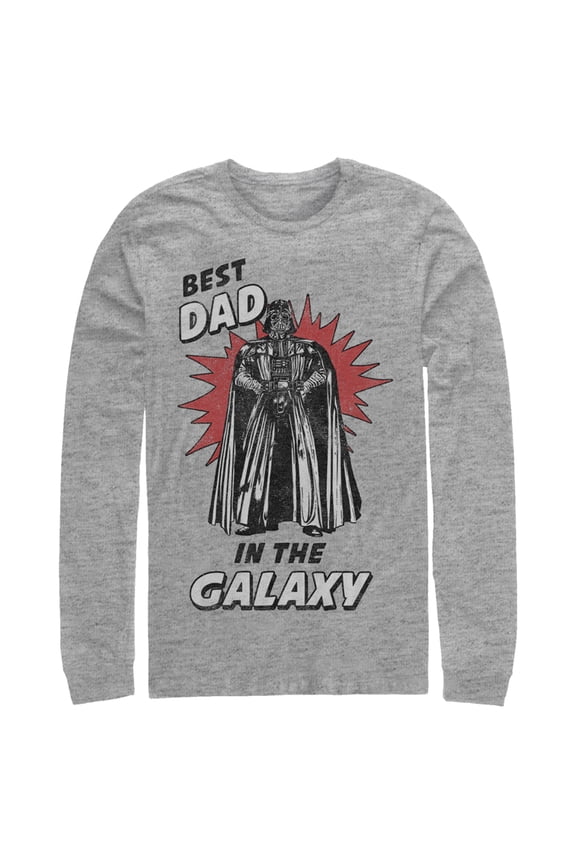 Men's Star Wars Best Dad in the Galaxy Darth Vader  Long Sleeve Shirt Athletic Heather Medium