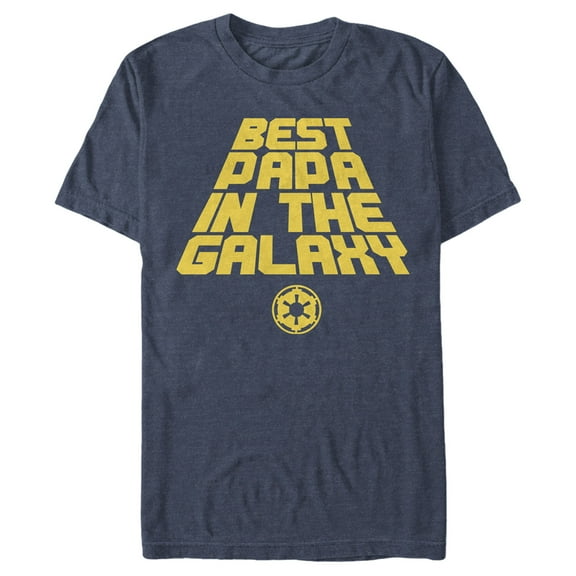 Men's Star Wars Best Papa in the Galaxy Imperial Crest  Graphic Tee Navy Blue Heather Large