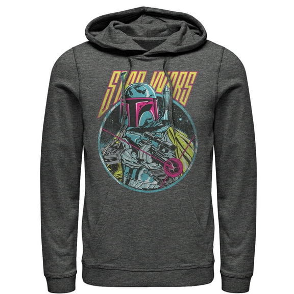 Men's Star Wars Boba Fett Blaster  Pull Over Hoodie Charcoal Heather X Large