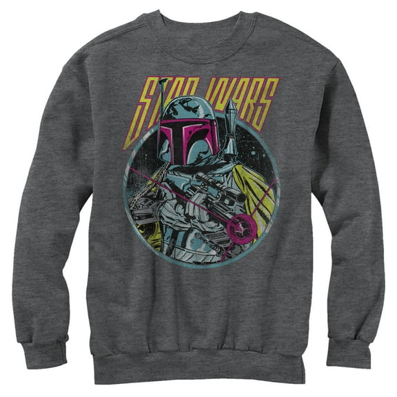 Men's Star Wars Boba Fett Blaster Sweatshirt Charcoal Heather Large