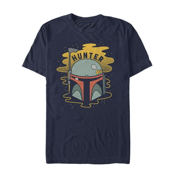 Men's Star Wars Boba Fett Cartoon Hunter Graphic Tee Navy Blue Large