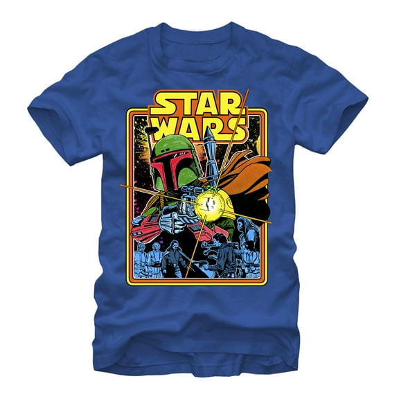 Men's Star Wars Boba Fett Fires  Graphic Tee Royal Small
