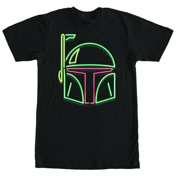 Men's Star Wars Boba Fett Neon Sign Helmet Graphic Tee Black Medium