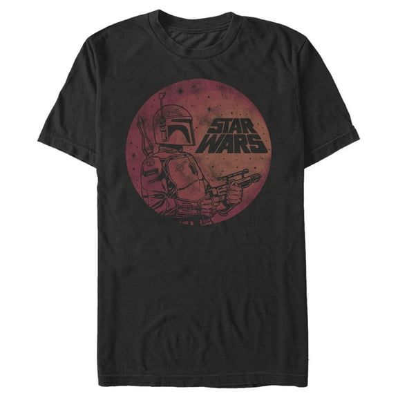 Men's Star Wars Boba Fett Retro Circle  Graphic Tee Black Large