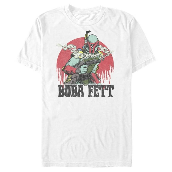 Men's Star Wars Boba Fett Retro Smoking Gun  Graphic Tee White 3X Large