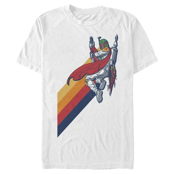 Men's Star Wars Boba Fett Retro Stripes  Graphic Tee White X Large