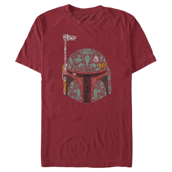 Men's Star Wars Boba Fett Silhouette Helmet Fill Graphic Tee Cardinal Large