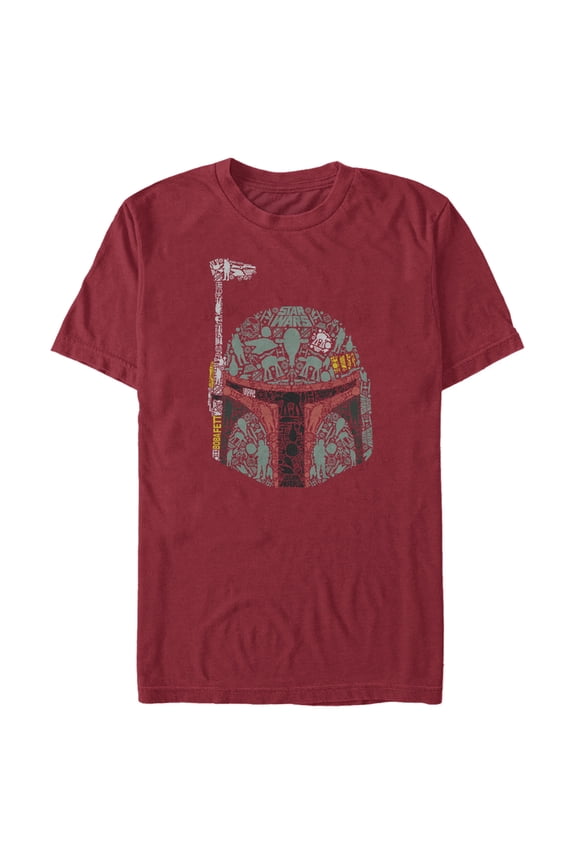 Men's Star Wars Boba Fett Silhouette Helmet Fill Graphic Tee Cardinal Medium