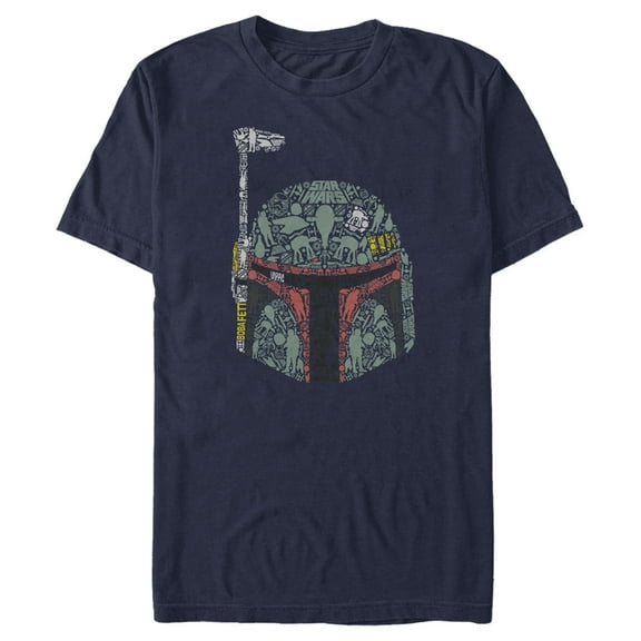 Men's Star Wars Boba Fett Silhouette Helmet Fill  Graphic Tee Navy Blue 3X Large