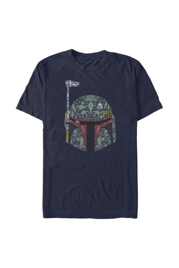 Men's Star Wars Boba Fett Silhouette Helmet Fill Graphic Tee Navy Blue X Large