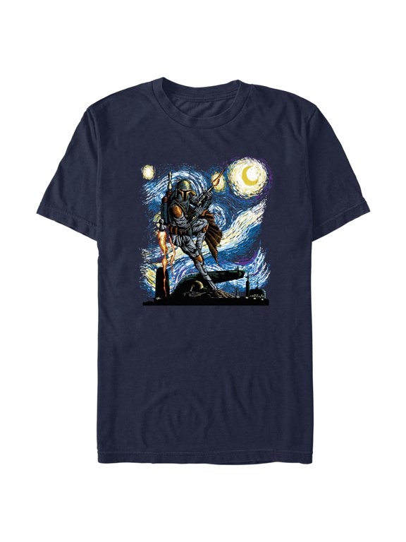 Men's Star Wars Boba Fett Starry Night Graphic Tee Navy Blue 2X Large